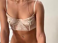 Gorgeous brunette forgets about exams and has fun with her new dildo, masturbating in front of amateur cam 4