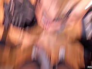 Dirty blonde slut came to visit two horny black men and let their big dicks into all holes 5