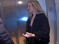 Dirty blonde slut came to visit two horny black men and let their big dicks into all holes 9
