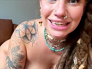 Tattooed prostitute with dreadlocks sucks and takes dick into trimmed pussy before an amazing facial 6