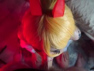 Young cutie with long eyelashes enthusiastically sucks dick and opens her mouth for a cumshot  11