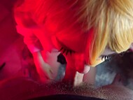 Young cutie with long eyelashes enthusiastically sucks dick and opens her mouth for a cumshot  8