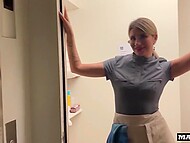 White maid couldn’t refuse two black guys and took their huge cocks into all holes at the same time 6