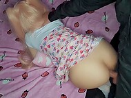 Horny master spanks round ass of his teen slut and takes her panties off for doggy style fucking 8