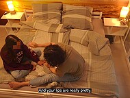 Shaggy guy brought home a young brunette and treated her to wine before the long-awaited amateur fuck 5