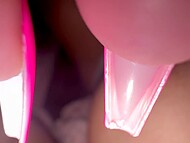 In the middle of the night, a horny girl puts her hand in panties and masturbates under the blanket 8