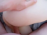 Young cutie with pink hair timidly tries anal and then guides guy’s dick into her shaved pussy 6