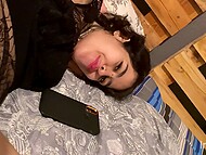 Curly-haired whore with a piercing on her face put on lingerie and invited a guy for friendly close-up sex 5