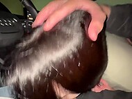 Slutty Russian brunette with full lips easily cheats on BF with her new lover and blows him in the car 5