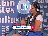 Hot busty Latina porn actress lets a midget drill her vagina with a sex machine during the interview 8