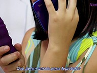 Elated Asian MILF talks over the phone with her lesbian girlfriend and pleases herself with a vibrator 5