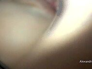 Mature brunette Alexandra Wett sucks a big dick and invites him to cum in her trimmed pussy 11