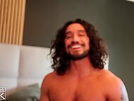 Hot muscled stallion copulates with a sexy big-assed Ebony and covers her with drops of cum on the bed 10