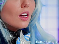 Hot busty cosplay girl Sia Siberia strikes sexy positions and toys her anal hole with various dildos on cam 7