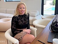Shameless wench was caught masturbating by her boss and had her cunny used by him to the fullest 4