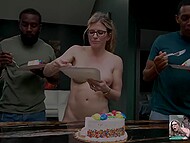 Ace Bigs joins Cory Chase in a steamy celebration with the basketball team after their championship win. 11