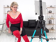 Lady Sonia mesmerizes with her captivating performance in the sultry and enticing milf tit wank JOI. 6