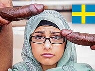 Two horny black stallions shove their massive peckers into mouth and twat of busty chick Mia Khalifa 11