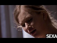 Stella Cardo and her partner engage in an intimate and intense creampie encounter. 9