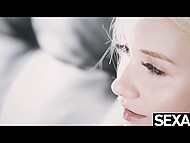 Marilyn Sugar, the adorable blonde, is unable to resist her girlfriend's ample natural bosom. 8