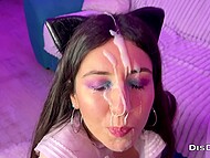 Katty West showcases an impressive display of Cumshots on Face and Mouth in her compilation videos. 9
