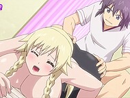 Blonde woman in dark stockings enjoys intimate moments with her partner in uncensored hentai content. 5