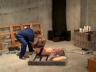 Vyxen Steel explores the depths of pleasure and pain in a captivating BDSM interrogation scene with an anal fucking machine. 10
