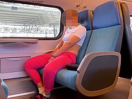 Real_EggsOut: A daring teen on a train indulges in provocative behavior, showcasing her wild side with a bold act of intimacy. 4
