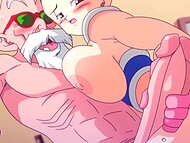Intense intimate encounter featuring Master Roshi from Dragon Ball in an animated fantasy setting. 7