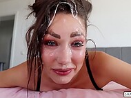 Shaiden Rogue delivers an intense and unique performance in the video  Sloppy Upside Down Throat Pleasure.  9
