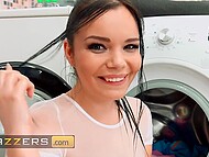 Sofia Lee finds herself in a tight spot in the dryer and experiences an unexpected anal adventure. 5