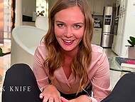 Stella Sedona, the alluring coworker, tantalizingly forgot her panties and provocatively sat on my lap. 6