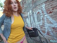 Cherry Candle, a seductive brunette, passionately pleasures a big cock in public. 8