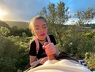 Lis Evans got caught by passersby during a risky public blowjob. 10