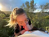 Lis Evans got caught by passersby during a risky public blowjob. 11