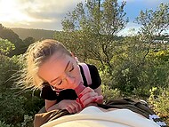 Lis Evans got caught by passersby during a risky public blowjob. 4