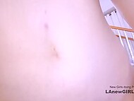 A talented young adult proficient in performing oral sex on a large, rigid male organ in a recent steamy video. 7