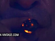 Sensual vintage threesome featuring Keana Moire in front of the hidden mirror. 9