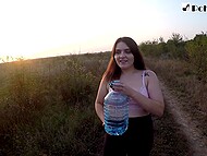 Polysweet enjoys engaging in public strapon activities near the road with English subtitles. 11