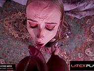 Scarlet Chase gets leashed up in a sultry latex bodysuit and bum plowed by Elic Chase. 4