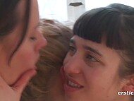 Experimenting with large strap-on dildos, stunning women explore sensuality and pleasure. 6