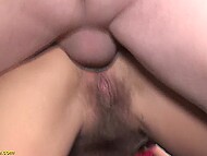 Elderly woman with hairy pussy experiences her first anal sex 5