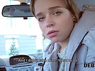 A young woman gives a blowjob to a debt collector in a car before they have sex 7