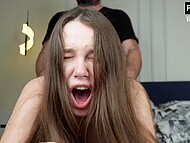 Valeria Sladkih experiences an anal orgasm with cum spurting out.