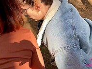 Amateur swingers find a good place to have a foursome in the forest 8