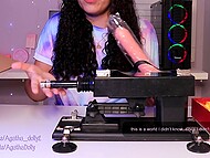 Horny Agatha Dolly unpacks her new sex machine and uses it at once 4