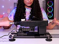 Horny Agatha Dolly unpacks her new sex machine and uses it at once 7