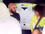 Slutty Italian wife Beatrice Segreti cheats on her hubby with his friend while he drives a car 5