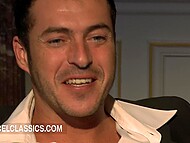 Perfect cougar in stockings Jessica enjoys cocks of two lovers and gets DPed 5