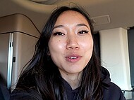 Asian minx Luna Okko and her boyfriend stop their bus for a while to copulate in the woods 4